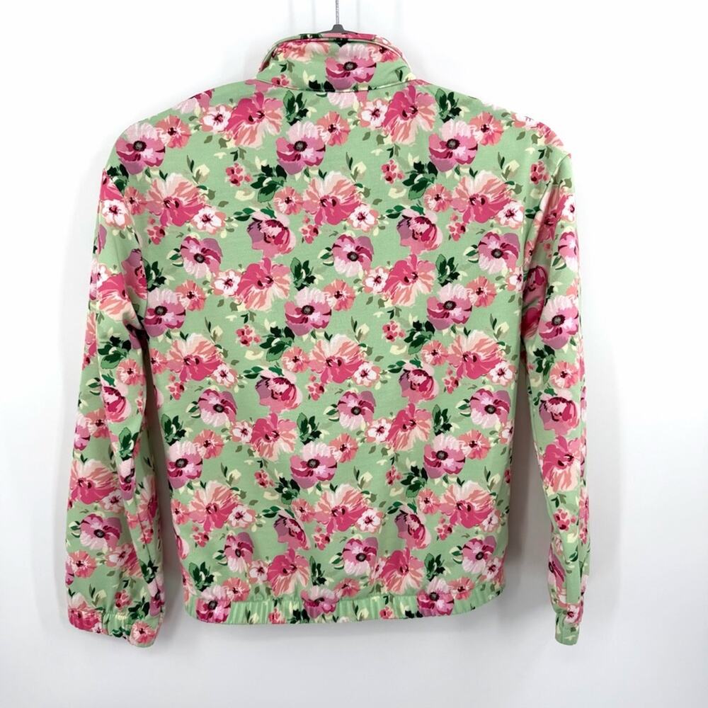 AND Kids Floral Quarter Zip-Up Sweatshirt in Pink Green Size 13-14 - Picture 5 of 5